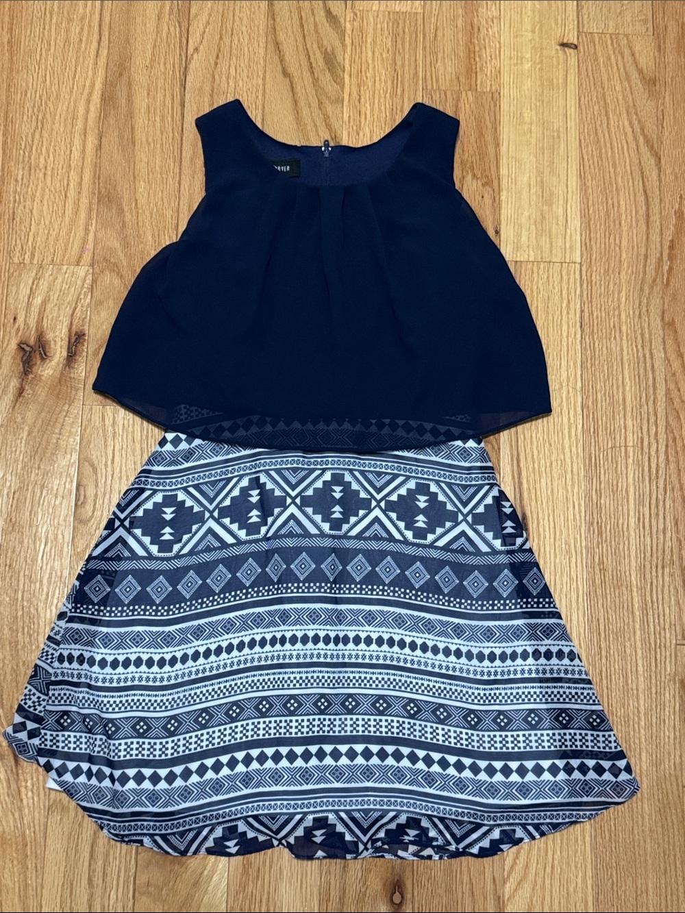Amy Byer Navy and White Two-Piece Formal Dress